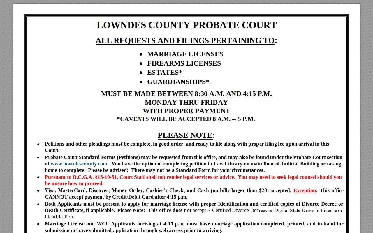 Lowndes County court records Probate information