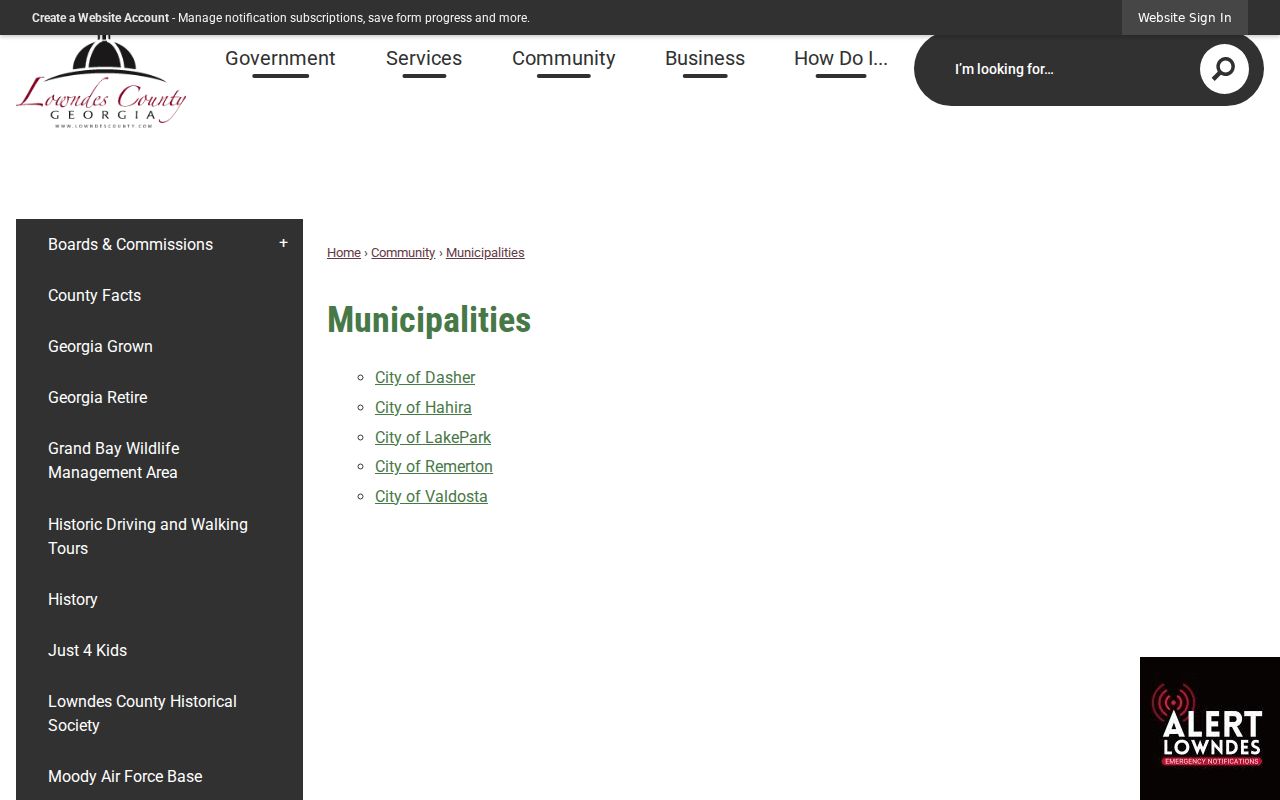 Lowndes County court docket municipality links