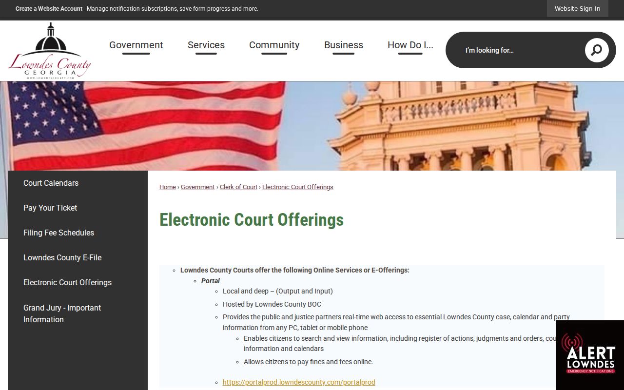 Lowndes County court docket electronic access options
