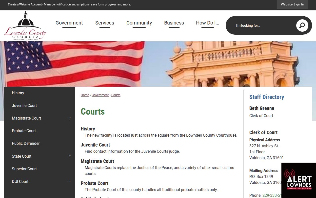Lowndes County court docket court directory