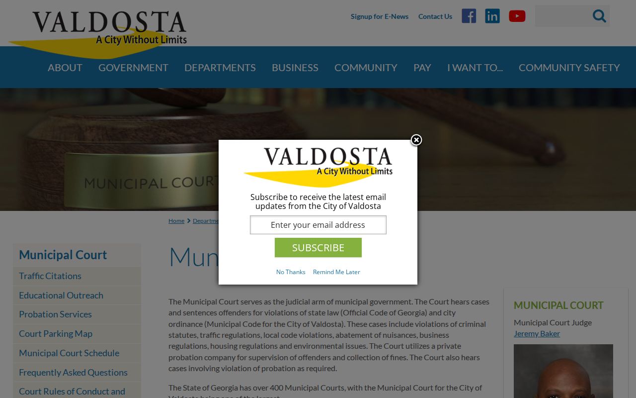 Lowndes County traffic ticket Valdosta Municipal Court